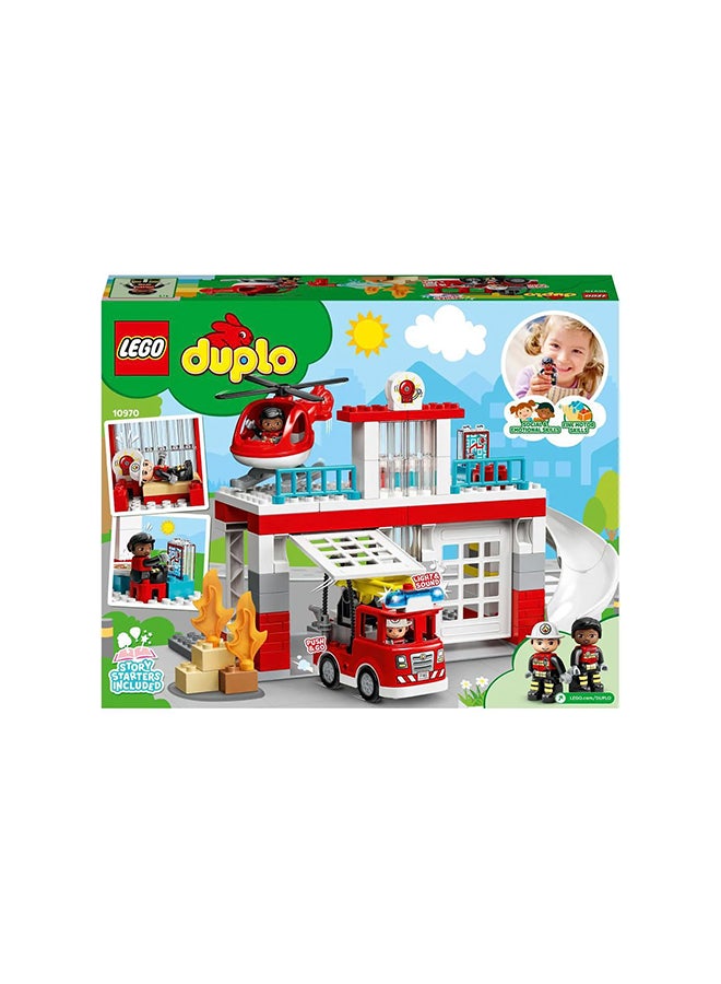 LEGO 6379260 Rescue Fire Station & Helicopter 10970 Building Toy; Playset for Little Firefighters with a Fire Engine, Helicopter, Hose, Ladder, Hydrant and Firefighter Figures; Great Gift for Kids Aged 2+ (117 Pieces) 117 2+ Years - Image 2