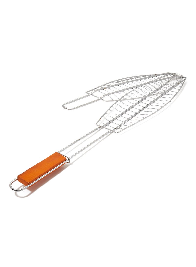 Generic Stainless Steel Fish Barbecue Grill Silver/Brown 64cm  - Image 2