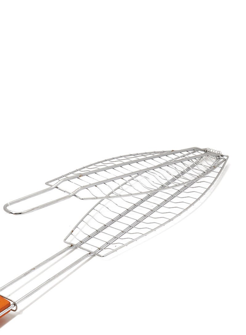 Generic Stainless Steel Fish Barbecue Grill Silver/Brown 64cm  - Image 5