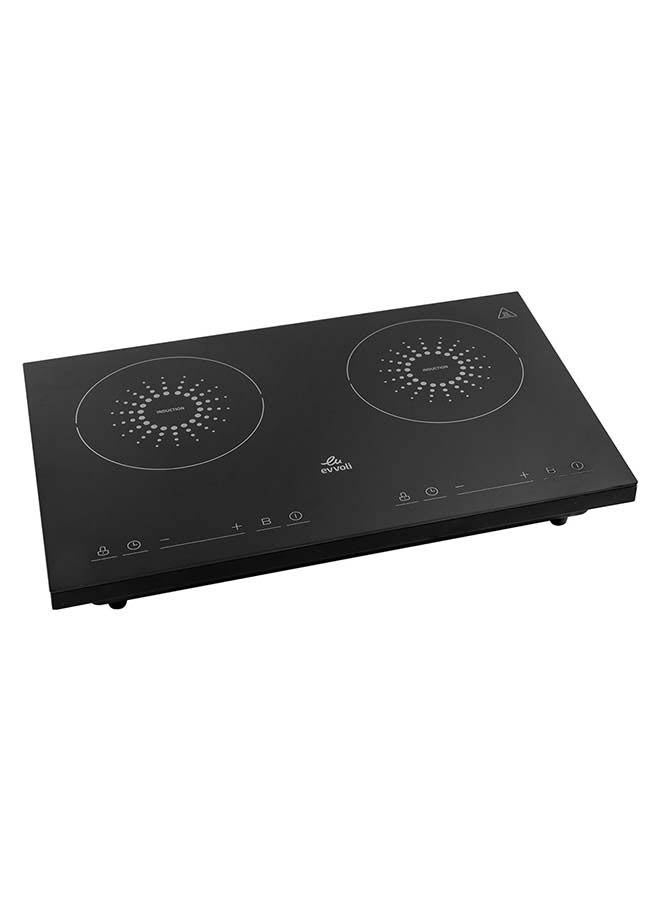 evvoli Induction Hob 2 Burners Soft Touch Control With 9 Stage Power Setting 3500.0 W EVKA-IH201B Black  - Image 1