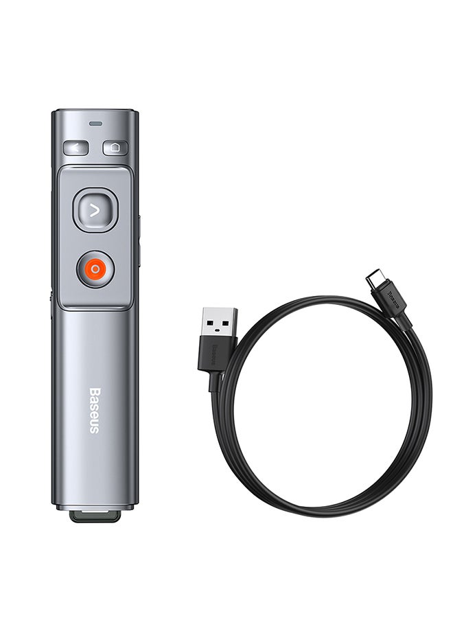 Baseus - Rechargeable Professional Orange Dot Wireless Presenter Laser Pointer- Grey - Image 1