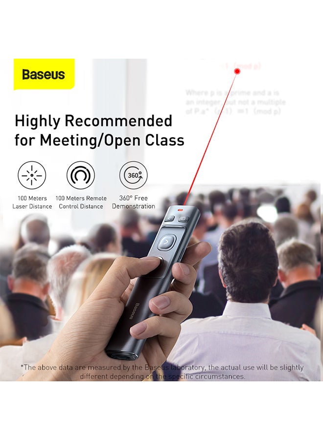 Baseus - Rechargeable Professional Orange Dot Wireless Presenter Laser Pointer- Grey - Image 1