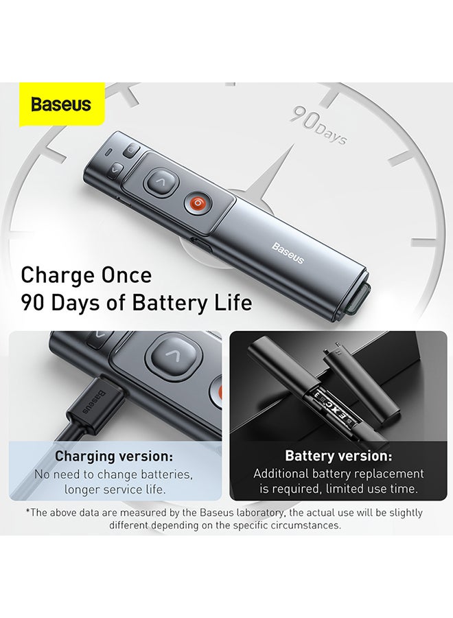 Baseus - Rechargeable Professional Orange Dot Wireless Presenter Laser Pointer- Grey - Image 1