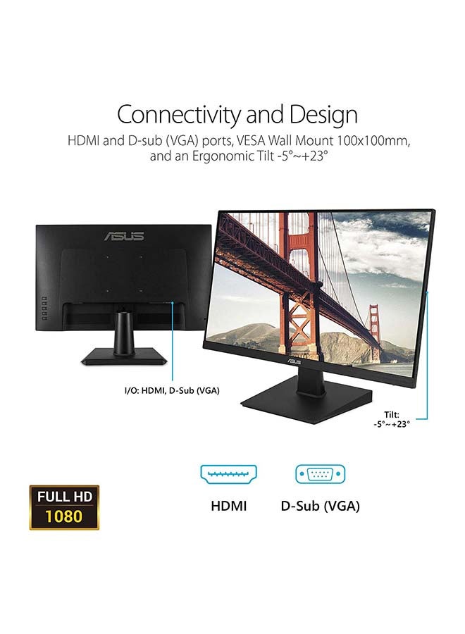 VA27EHE Eye Care Monitor, 27" FHD IPS Display, 75Hz Refresh Rate, 5ms (GtG) Response Time, Adaptive-Sync/FreeSync Technology, Frameless Design, 90LM0557-B01170 Black
