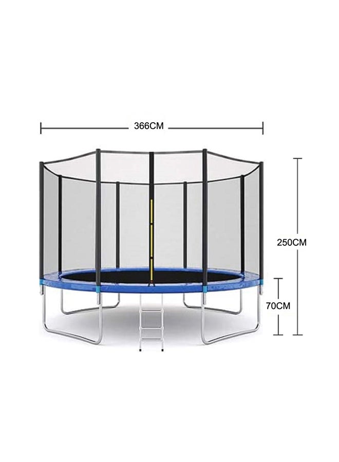 Megastar - 12ft Large Kids Outdoor Round Trampoline Safety Net With Stair 366X366X250cm - Image 1