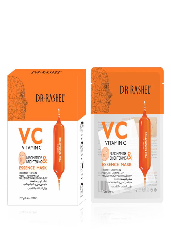 DR. RASHEL 5 Pieces Vitamin C Niacinamide & Brightening Essense Mask White 25grams  - Image 1