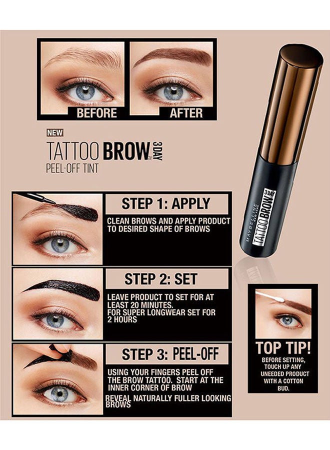 MAYBELLINE NEW YORK - Brow Tattoo Peel Off Tint Medium Brown - Image 1