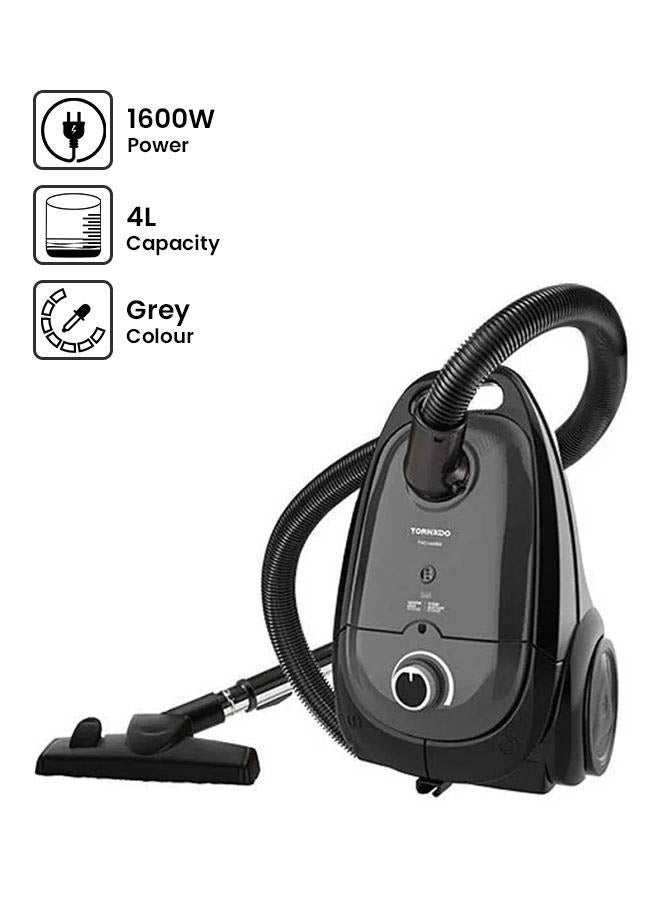 TORNADO Vacuum Cleaner, Anti-Bacteria Filter 4 L 1600 W TVC-160SG Grey- Black  - Image 1