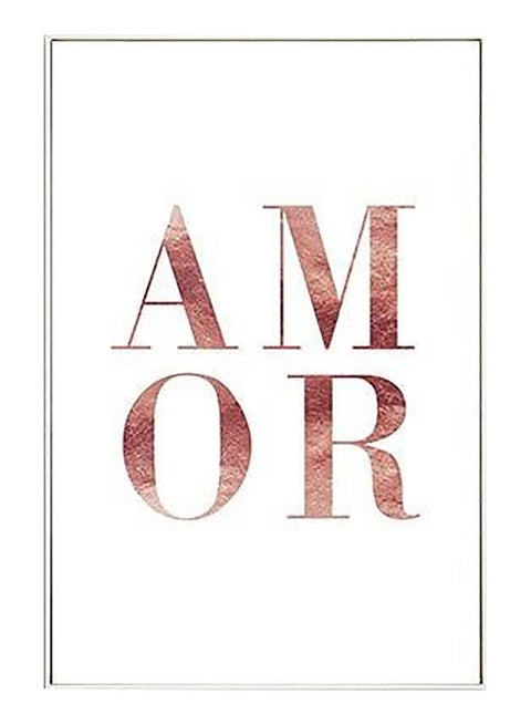لوحة فنية من قماش الكانفاس بطبعة كلمة "Amor" بني 57 x 71 x 4.5سم