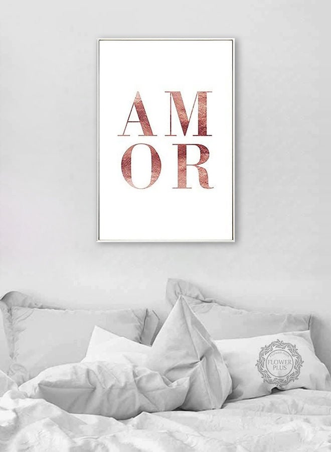 ديكورك لوحة فنية من قماش الكانفاس بطبعة كلمة "Amor" بني 57 x 71 x 4.5سم  - Image 2