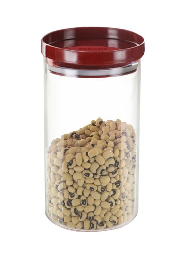 BOROSIL Clear Stack & Storage Jar With Lid, Brown Clear/Brown 1200ml  - Image 1