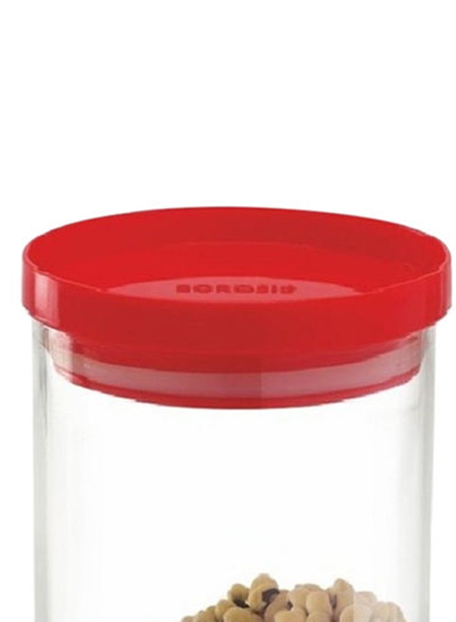BOROSIL Clear Stack & Storage Jar With Lid, Red Clear/Red 1200ml  - Image 3
