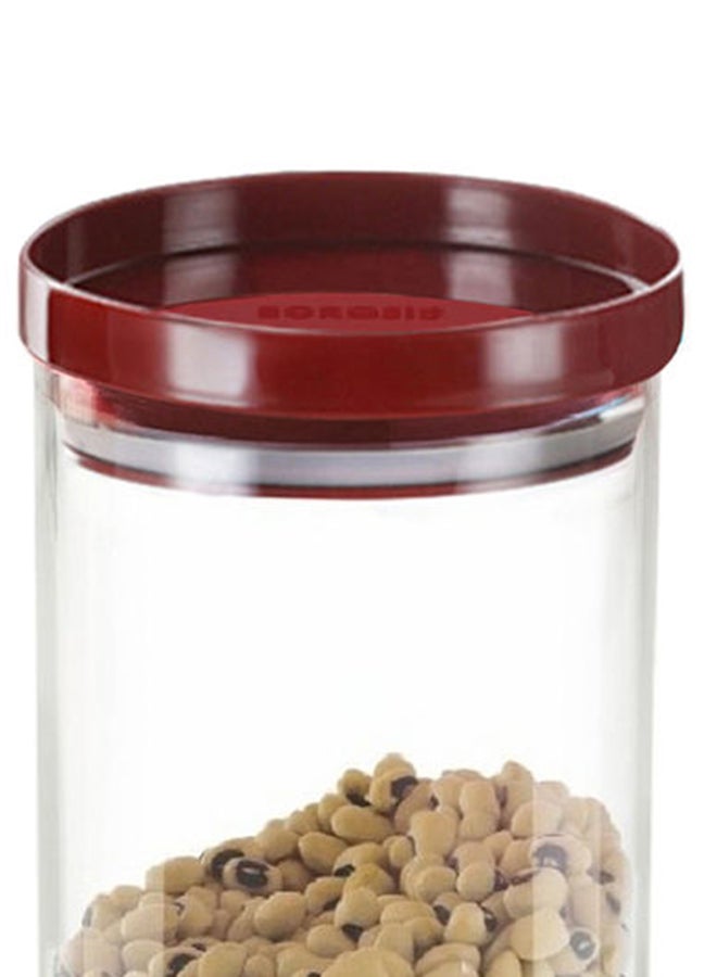 BOROSIL Clear Stack & Storage Jar With Lid, Brown Clear/Brown 1200ml  - Image 3