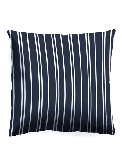 Noon East Decorative Cushion , Size 45X45 Cm Navy Stripes - 100% Cotton Cover Microfiber Infill Bedroom Or Living Room Decoration Navy Stripes Standard Size