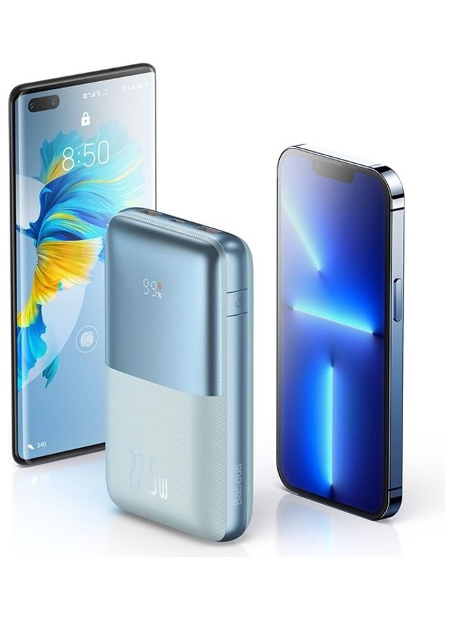 20000.0 mAh USB C Portable Power Bank with Digital Display (20000 mAh with 1 USB C Port and 2 USB A Ports for up to 22.5W Charging for iPhone, Android, AirPods, iPad, and More) – Blue