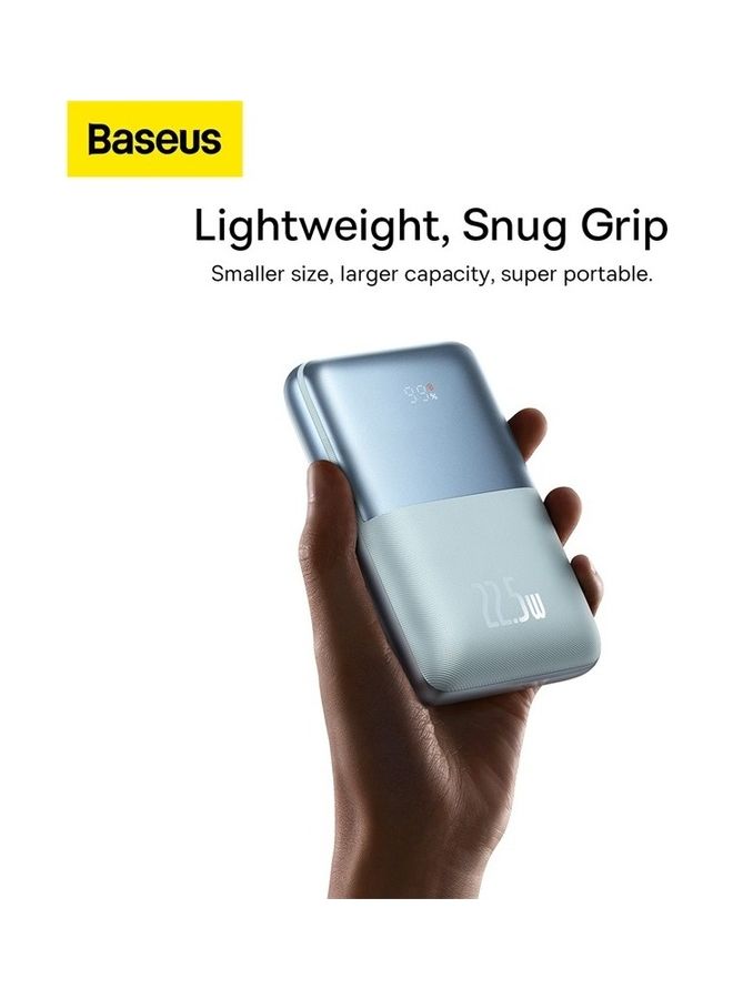 20000.0 mAh USB C Portable Power Bank with Digital Display (20000 mAh with 1 USB C Port and 2 USB A Ports for up to 22.5W Charging for iPhone, Android, AirPods, iPad, and More) – Blue