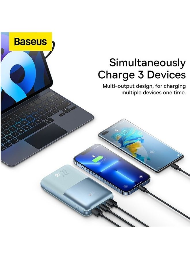 20000.0 mAh USB C Portable Power Bank with Digital Display (20000 mAh with 1 USB C Port and 2 USB A Ports for up to 22.5W Charging for iPhone, Android, AirPods, iPad, and More) – Blue