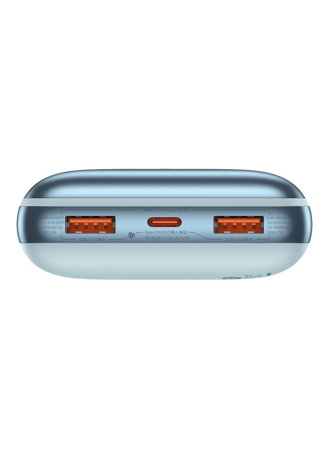 20000.0 mAh USB C Portable Power Bank with Digital Display (20000 mAh with 1 USB C Port and 2 USB A Ports for up to 22.5W Charging for iPhone, Android, AirPods, iPad, and More) – Blue