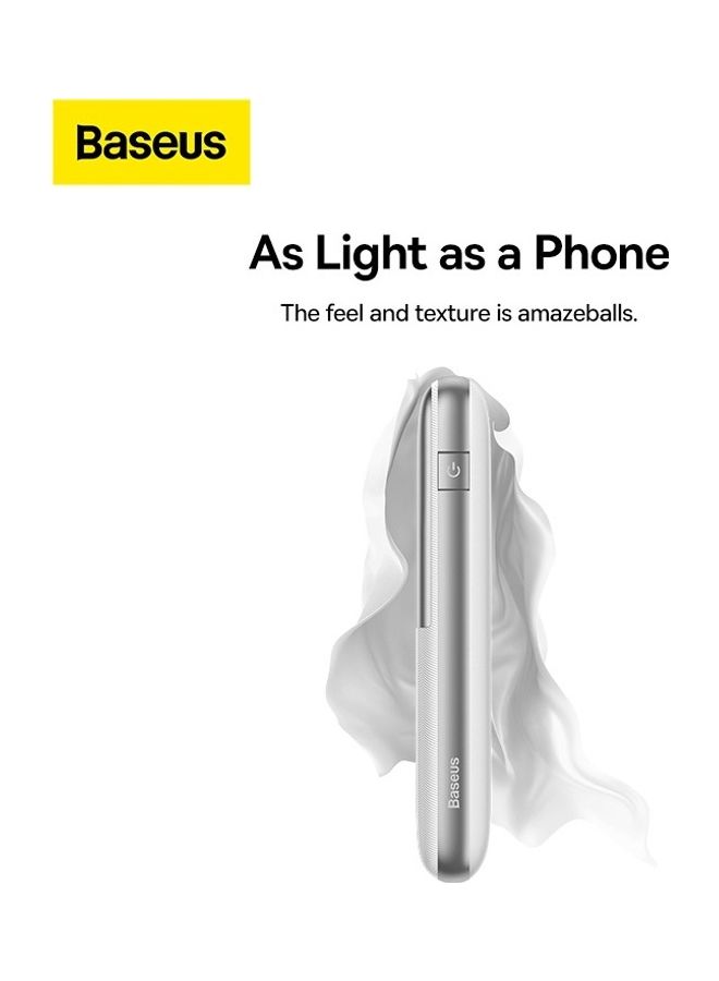 Baseus 10000.0 mAh USB C Portable Power Bank with Digital Display (10000 mAh with 1 USB C Port and 2 USB A Ports for up to 22.5W Charging for iPhone, Android, AirPods, iPad, and More) – Silver - Image 3