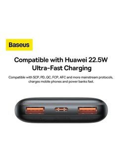 Baseus 10000 mAh USB C Portable Power Bank with Digital Display (10000 mAh with 1 USB C Port and 2 USB A Ports for up to 22.5W Charging for iPhone, Android, AirPods, iPad, and More) – Black  - Image 5
