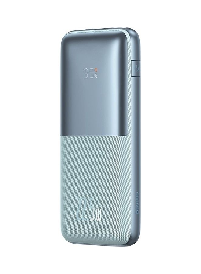 Baseus - 10000 mAh USB C Portable Power Bank with Digital Display (10000 mAh with 1 USB C Port and 2 USB A Ports for up to 22.5W Charging for iPhone, Android, AirPods, iPad, and More) – Blue - Image 1
