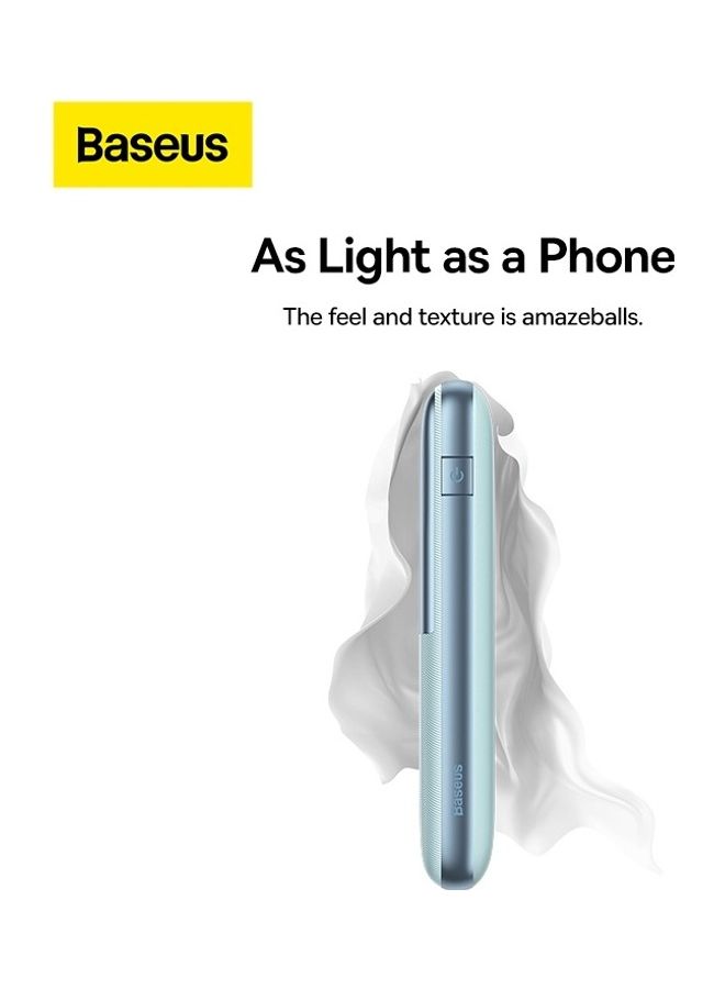 Baseus - 10000 mAh USB C Portable Power Bank with Digital Display (10000 mAh with 1 USB C Port and 2 USB A Ports for up to 22.5W Charging for iPhone, Android, AirPods, iPad, and More) – Blue - Image 1