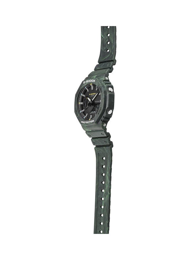 جي شوك Men's Resin Strap Round Shape Analog & Digital Wrist Watch GA-2100FR-3ADR - 45mm - Green - Image 3