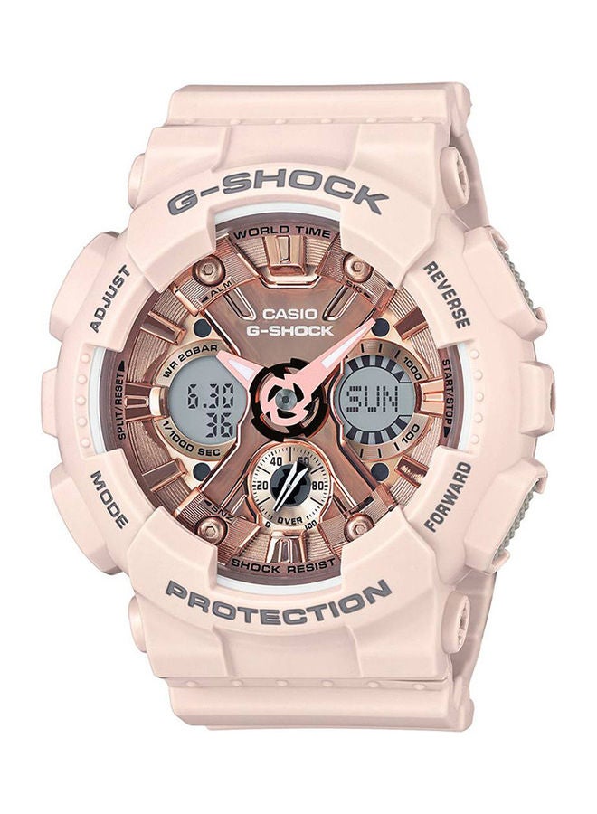 جي شوك Women's Resin Strap Round Shape Analog & Digital Wrist Watch GMA-S120MF-4A - 46mm - Pink - Image 1