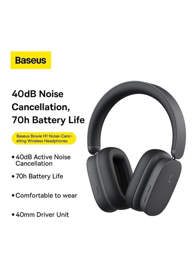 Baseus - Bowie H1 Noise-Cancelling Wireless Headphones 4-mics Bluetooth V5.3 40db Active Noise Cancellation, 70h Battery Life, 40mm Driver Unit Grey Grey - Image 1