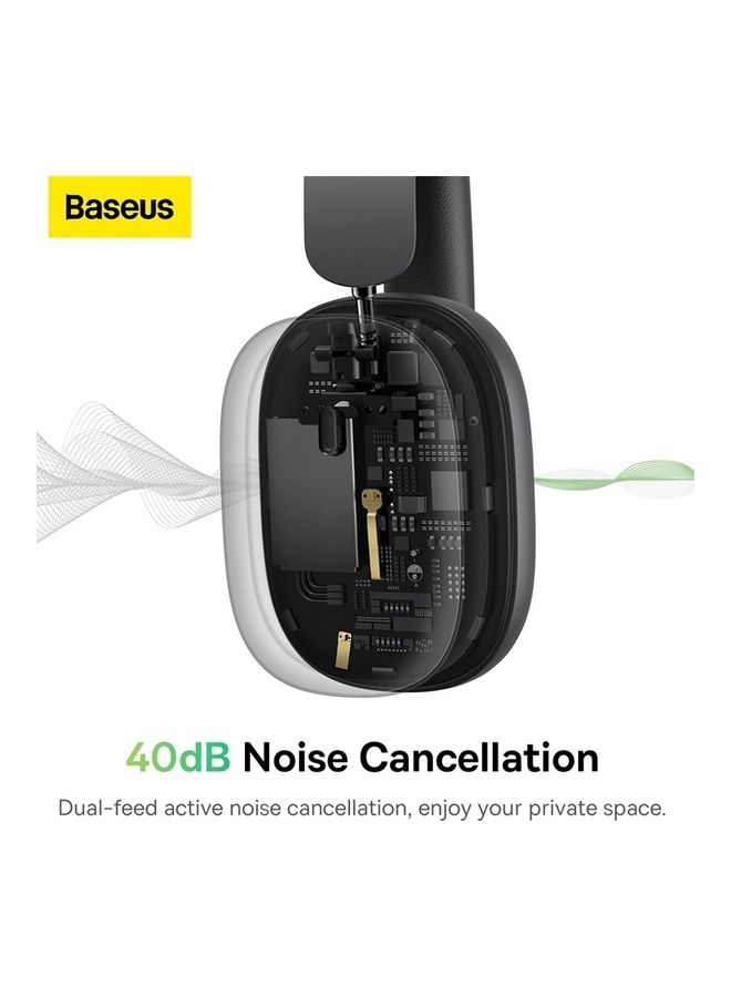 Baseus - Bowie H1 Noise-Cancelling Wireless Headphones 4-mics Bluetooth V5.3 40db Active Noise Cancellation, 70h Battery Life, 40mm Driver Unit Grey Grey - Image 1