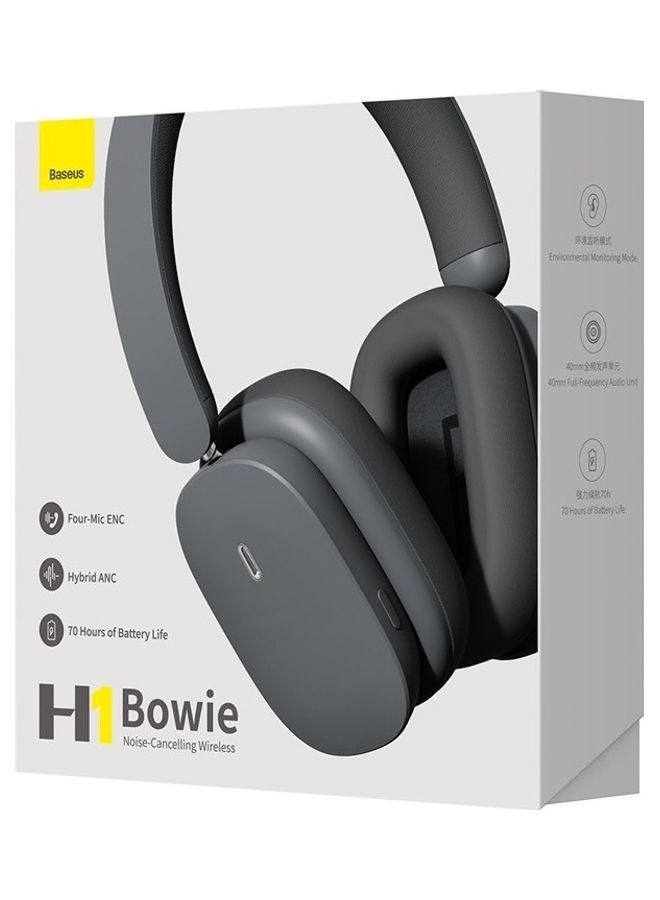 Baseus - Bowie H1 Noise-Cancelling Wireless Headphones 4-mics Bluetooth V5.3 40db Active Noise Cancellation, 70h Battery Life, 40mm Driver Unit Grey Grey - Image 1