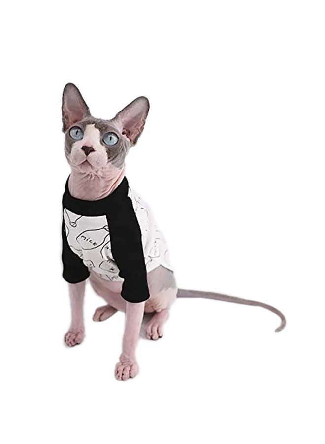 Generic Sphynx Breathable Summer Cotton T-Shirts For Hairless Cat White S (2-3.5 lbs) - Image 3