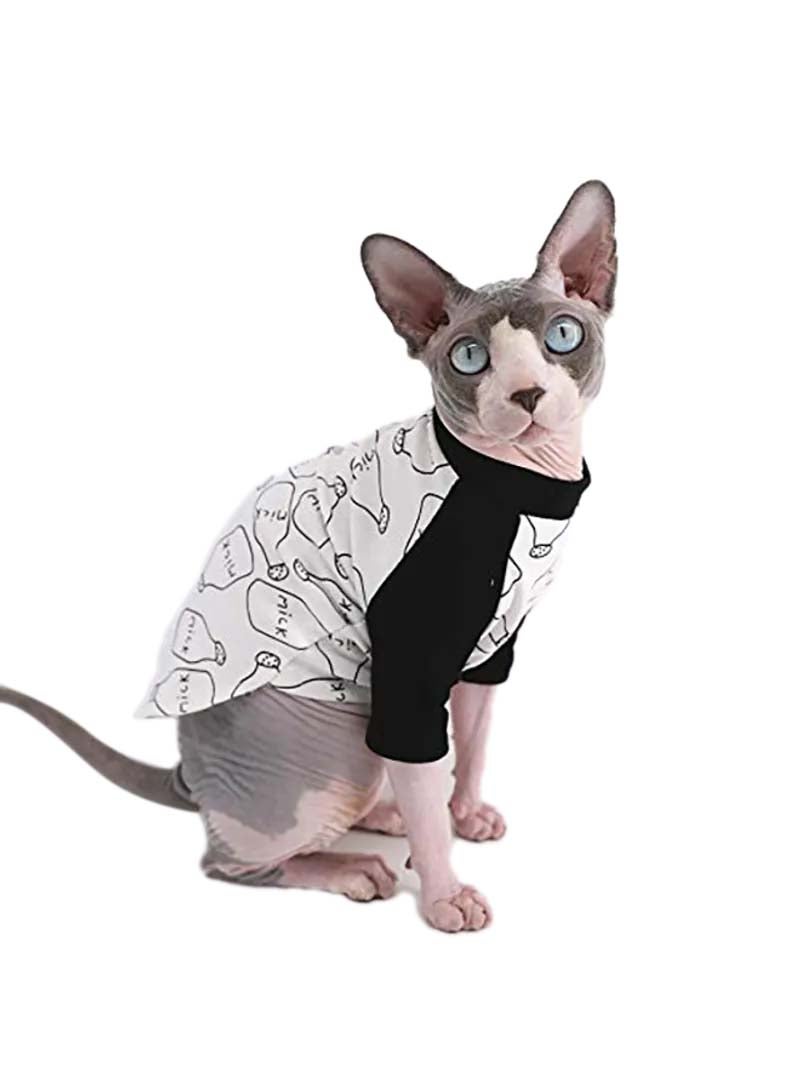 Generic Sphynx Breathable Summer Cotton T-Shirts For Hairless Cat White S (2-3.5 lbs) - Image 4