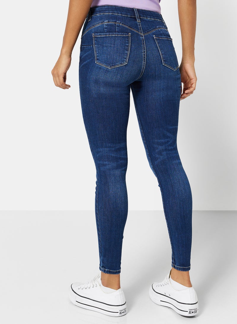 FOREVER 21 - Skinny Long Jeans Dark Denim - Image 1