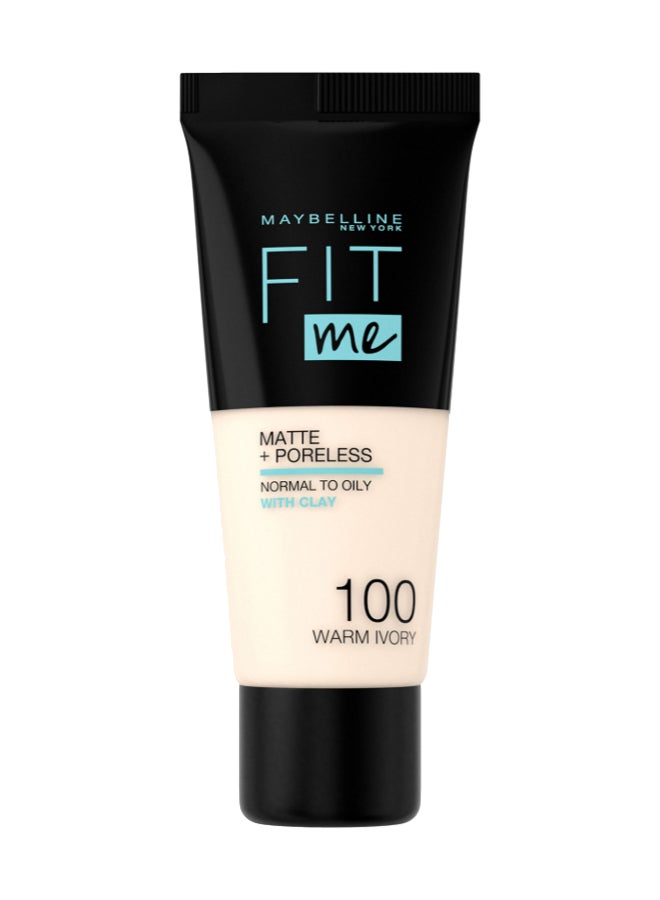MAYBELLINE NEW YORK Fit Me Matte & Poreless Liquid Foundation 100 Warm Ivory  - Image 1
