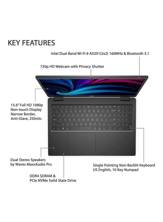 DELL - Business & Professional (Upgraded Version) Laptop Latitude 3520 With 15.6-Inch Antiglare Display,Core i3 Processors 1005G1/12GB RAM/1TB HDD + 256GB SSD Nvme/Intel Iris XE Graphics 620/ Windows 11 With Bag English Black - Image 1