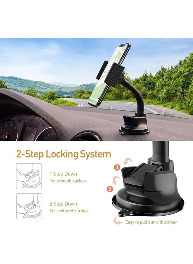 Brave Phone Holder for Car Phone Mount Long Arm Suction Cup 360 Degrees Rotatable Dashboard Windshield Hands-Free Clip for iPhone Holder for Car Black - Image 2