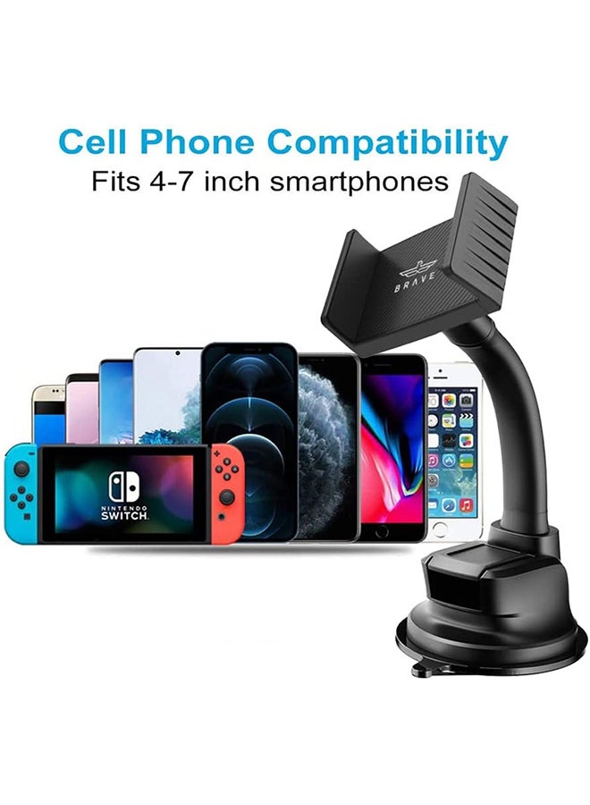 Brave Phone Holder for Car Phone Mount Long Arm Suction Cup 360 Degrees Rotatable Dashboard Windshield Hands-Free Clip for iPhone Holder for Car Black - Image 5
