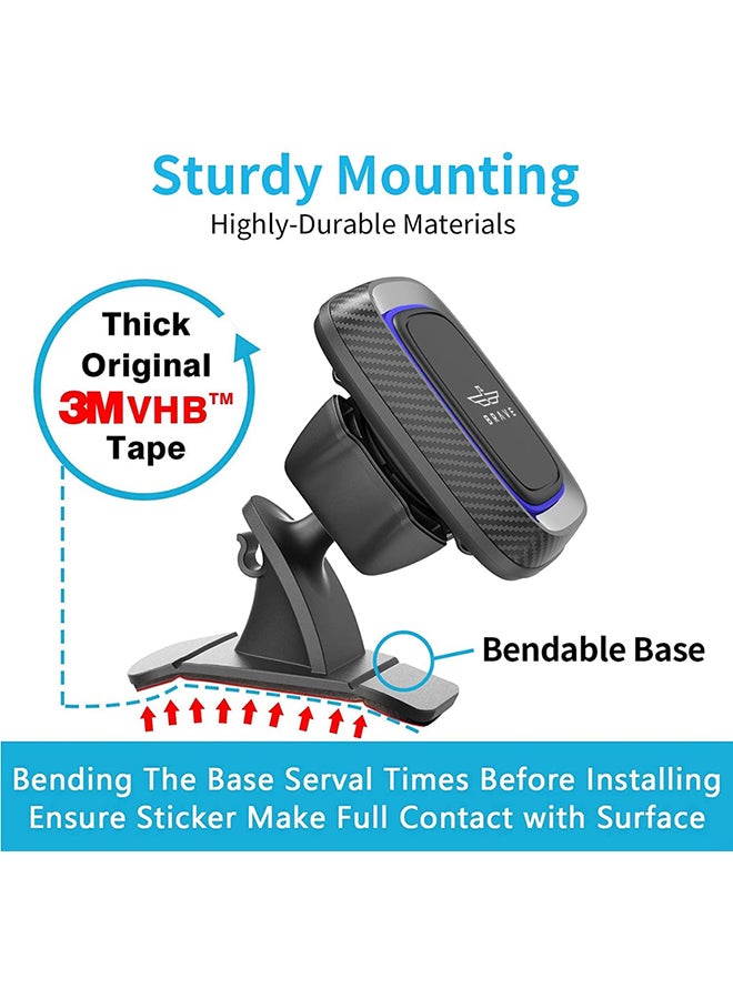 BRAVE Car Phone Holder 2 in 1 Magnetic Mobile Mount Universal Air Vent and Dashboard Device Holder with Extra Strong Adhesion to all Surfaces for iPhone 13 12 11/Pro/Pro Max Samsung Galaxy and more Black - Image 5