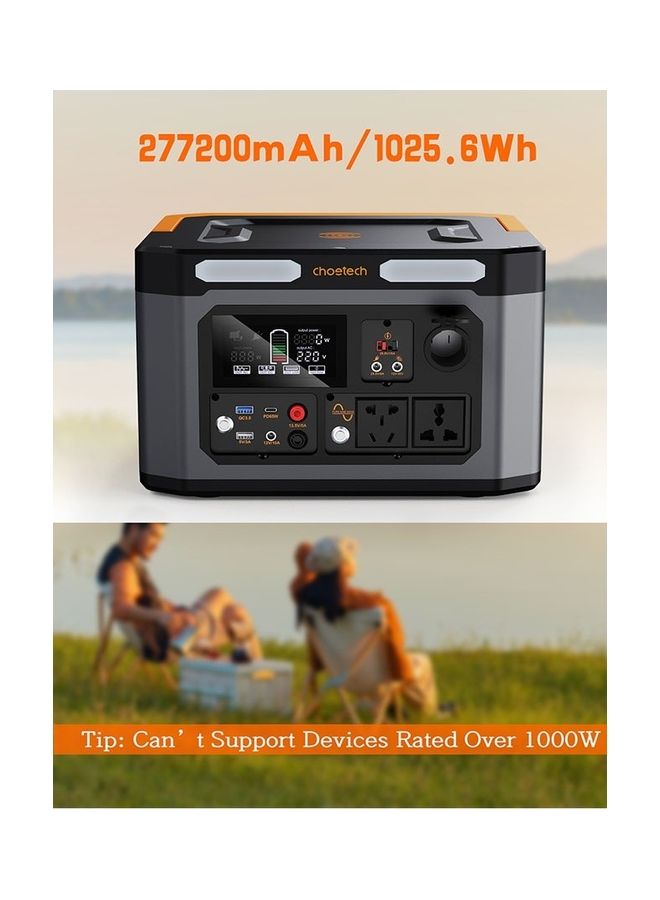 CHOETECH Portable Power Station, 1000W Power Generator With 16 Different Power Outputs for RoadTrips / Camping / Emergency Power And More Black  - Image 5