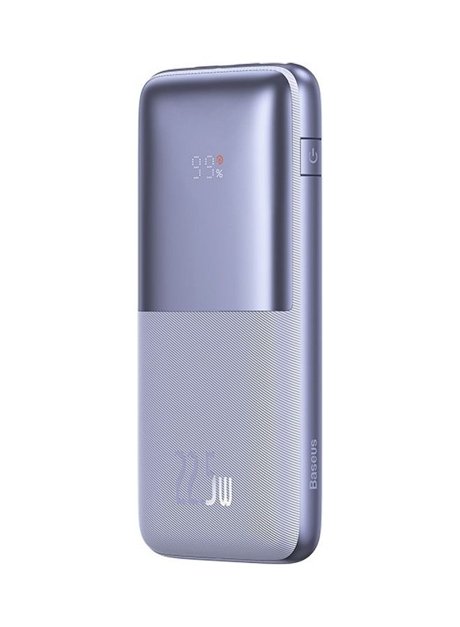 Baseus 10000 mAh USB C Portable Power Bank with Digital Display (10000 mAh with 1 USB C Port and 2 USB A Ports for up to 22.5W Charging for iPhone, Android, AirPods, iPad, and More) – Purple  - Image 1