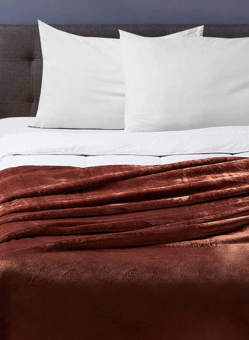 Noon East - Lightweight Summer Blanket King Polyester Size 310 GSM Extra Soft Fleece All Season Blanket Bed And Sofa Throw Brown 220 x 230cm - Image 1