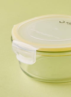 Noon East 3 Piece Borosilicate Glass Food Container Set - Airtight Lids - Lunch Box - Round - Food Storage Box - Storage Boxes - Kitchen Cabinet Organizers - Glass Food Container - Yellow Yellow 3-Piece (Round)  - Image 5