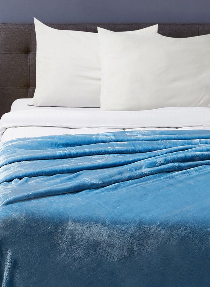 Noon East - Lightweight Summer Blanket Queen Size 310 GSM Extra Soft Fleece All Season Blanket And Sofa Throw Blue 150 x 200cm - Image 1