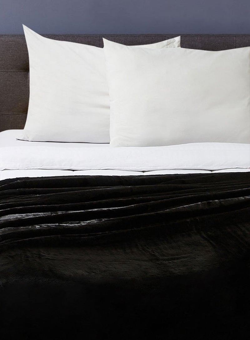 Noon East - Lightweight Summer Blanket King Size 310 GSM Extra Soft Fleece All Season Blanket Bed And Sofa Throw Black 220 x 230cm - Image 1