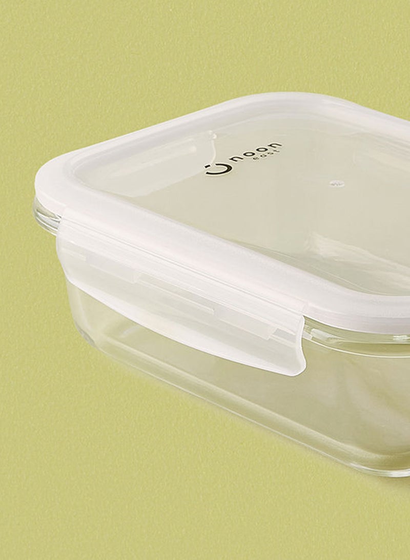 Noon East 3 Piece Borosilicate Glass Food Container Set - Airtight Lids - Lunch Box - Rectangle - Food Storage Box - Storage Boxes - Kitchen Cabinet Organizers - Glass Food Container - White White 3-Piece (Rectangle)  - Image 5