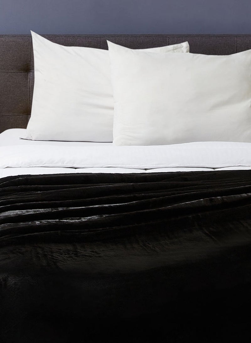 Lightweight Summer Blanket Queen Size 310 GSM Extra Soft Fleece All Season Blanket And Sofa Throw Black 150 x 200cm