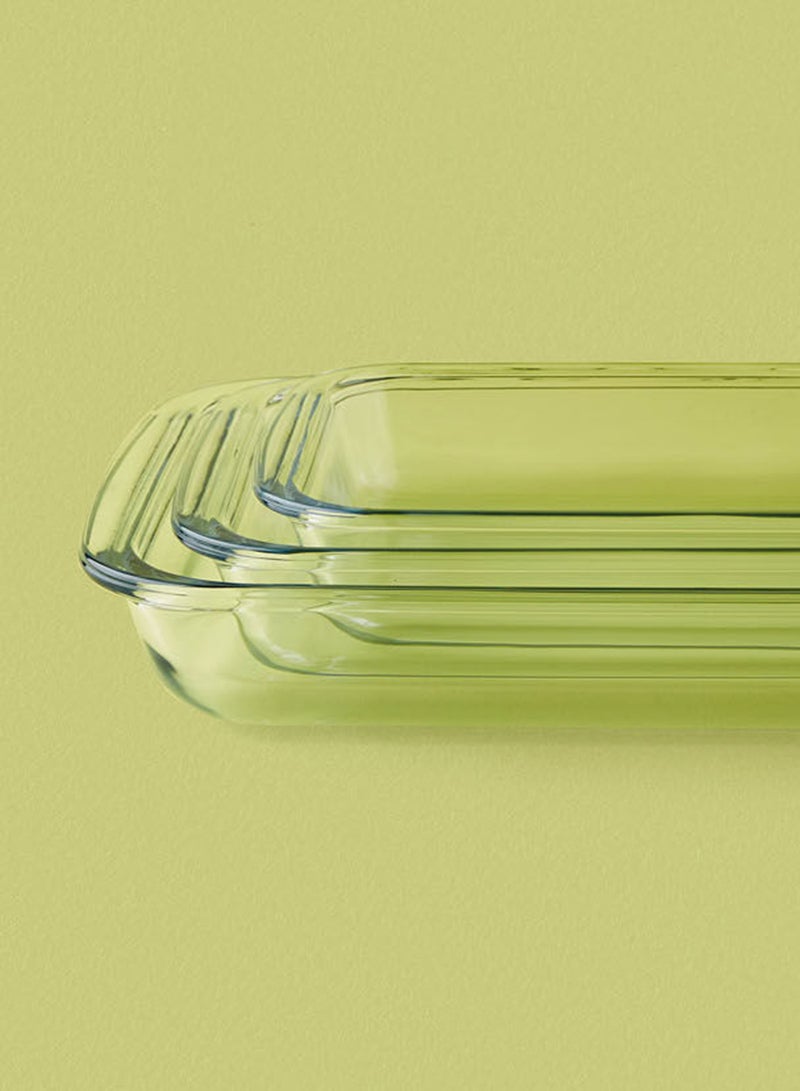 Noon East 3 Piece Oven Tray Set - Made Of Glass - Rectangle - Large - Baking Dish - Oven Tray - Cake Trays - Oven-Pan - Cake Mold - Clear Clear Rectangle Large - 3 Piece set  - Image 5