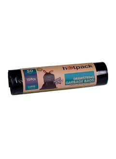 Hotpack 15-Piece Heavy Duty Garbage Large Bags 50 Gallon Black 75x103cm  - Image 2