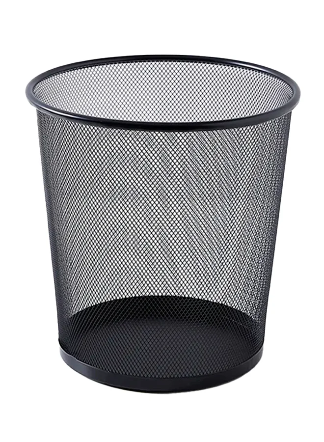Home Box Round Recycling Open Top Mesh Trash Can Waste Basket Without Lid For Home, Office, College, Kitchen, Bathroom Black 26.5x28.5cm